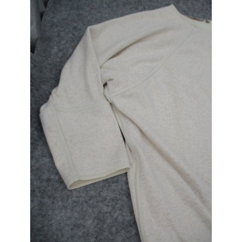 Athleta Womens Sweater XL Oversized Fleece Lined Oatmeal Heather Cardigan Knit - Picture 6 of 16